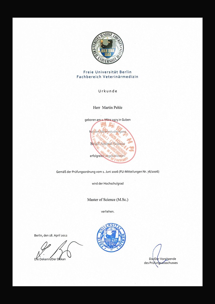 （柏林自由大学）毕业证样本