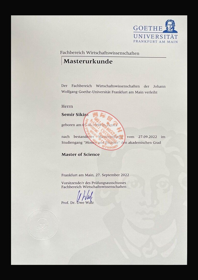 法兰克福大学毕业证样本