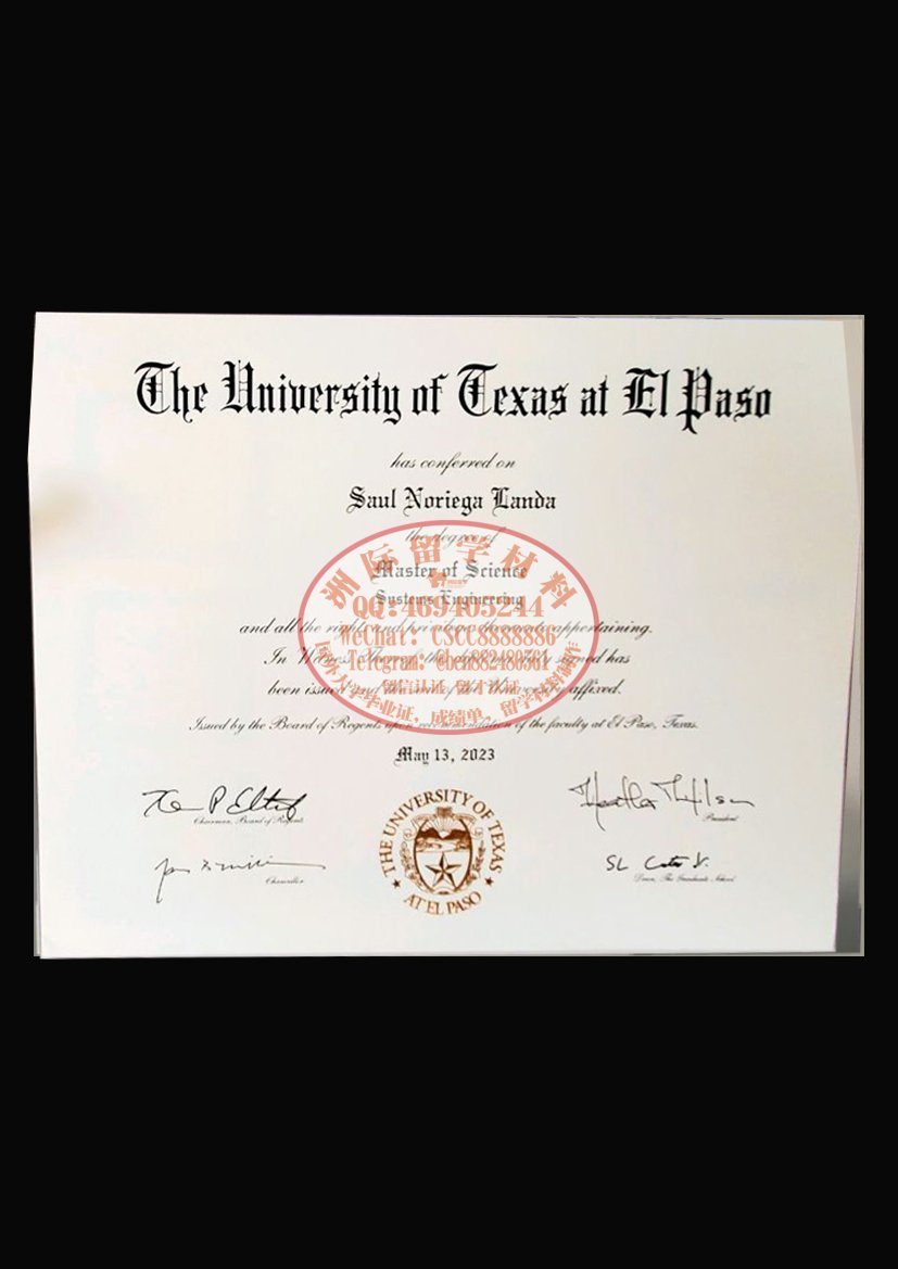 德克萨斯大学埃尔帕索分校毕业证样本